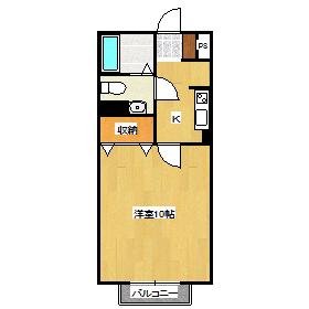 CASA Y.M.K A棟(1K/2階)の間取り写真