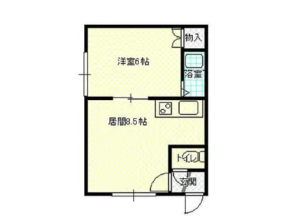 プリシア恵南(1DK/2階)の間取り写真