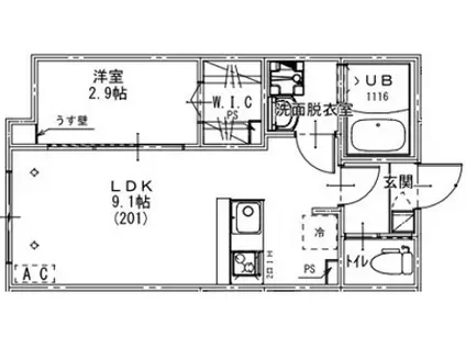 KEIAI RWSIDENCE 北習志野(1LDK/2階)の間取り写真