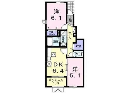 アンフィニII(2DK/1階)の間取り写真