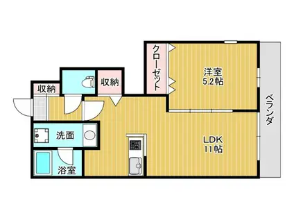 ビオ八多町(1LDK/1階)の間取り写真