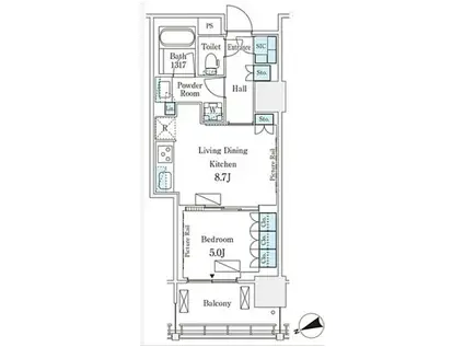 ロイヤルパーク品川(1LDK/3階)の間取り写真