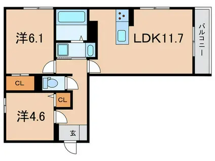 VILLALEEUPHORIAAKASHI OKUBOCHO(2LDK/1階)の間取り写真