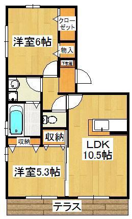 ヴィラ・ルミエール(2LDK/1階)の間取り写真