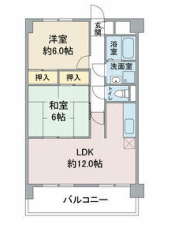 扶桑ハイツI(2LDK/4階)の間取り写真