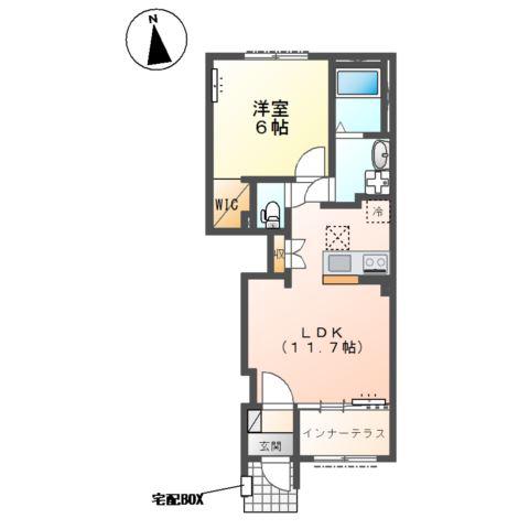 沼津市大岡アパート(1LDK/1階)の間取り写真