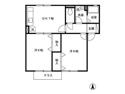 コウジィーコート(2DK/1階)の間取り写真