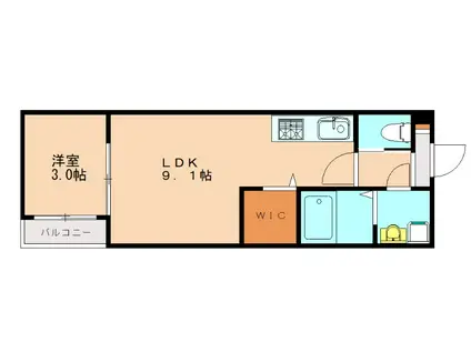 REVIVE新宮中央(1LDK/1階)の間取り写真