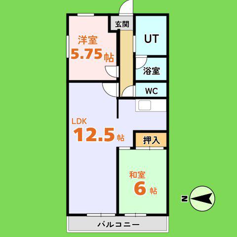 リアライズ竜田町(2LDK/5階)の間取り写真