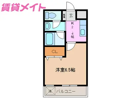 サンハイム山分 B棟(1K/1階)の間取り写真