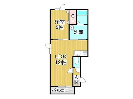 CREVIA(1LDK/1階)の間取り写真