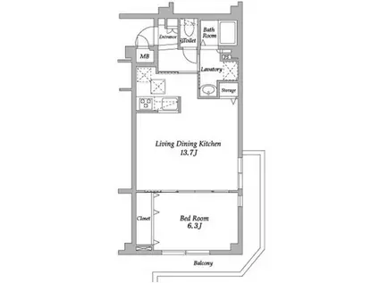 ラクラス下井草(1LDK/1階)の間取り写真