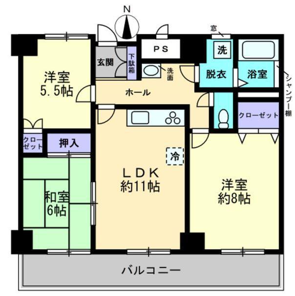 ホープスエイシ(3LDK/6階)の間取り写真