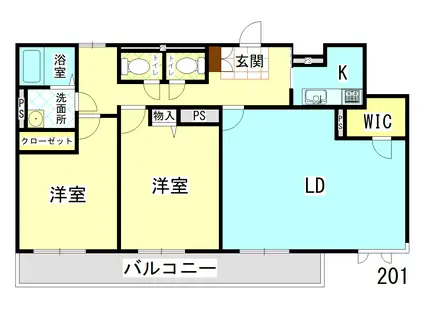 JR上越線 高崎問屋町駅 徒歩11分 3階建 築10年(2LDK/2階)の間取り写真