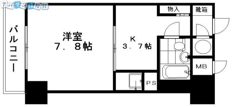 コープ野村万代(1K/8階)の間取り写真