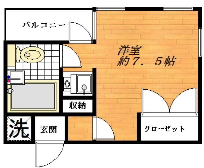 クレスト東が丘(ワンルーム/1階)の間取り写真