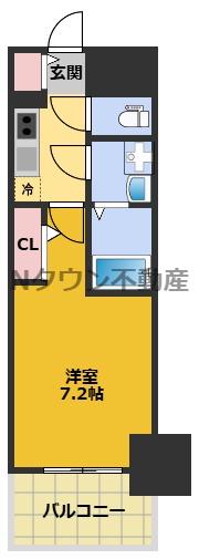 ディアレイシャス名古屋太閤通IV(1K/11階)の間取り写真