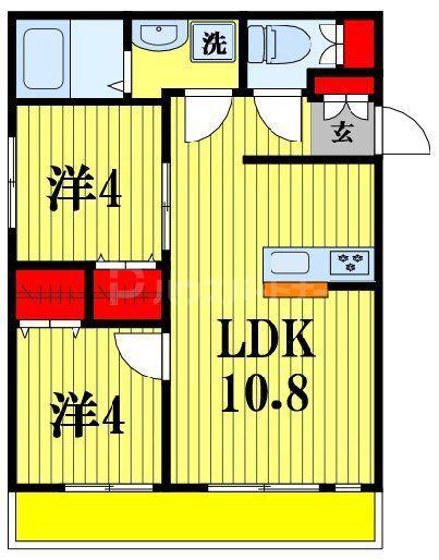 ミア流山(2LDK/1階)の間取り写真