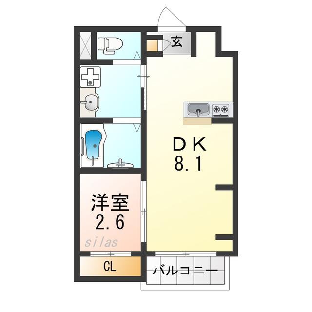 ジーイーディス(1LDK/1階)の間取り写真
