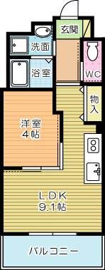 UNIVALY芙蓉王(1LDK/3階)の間取り写真