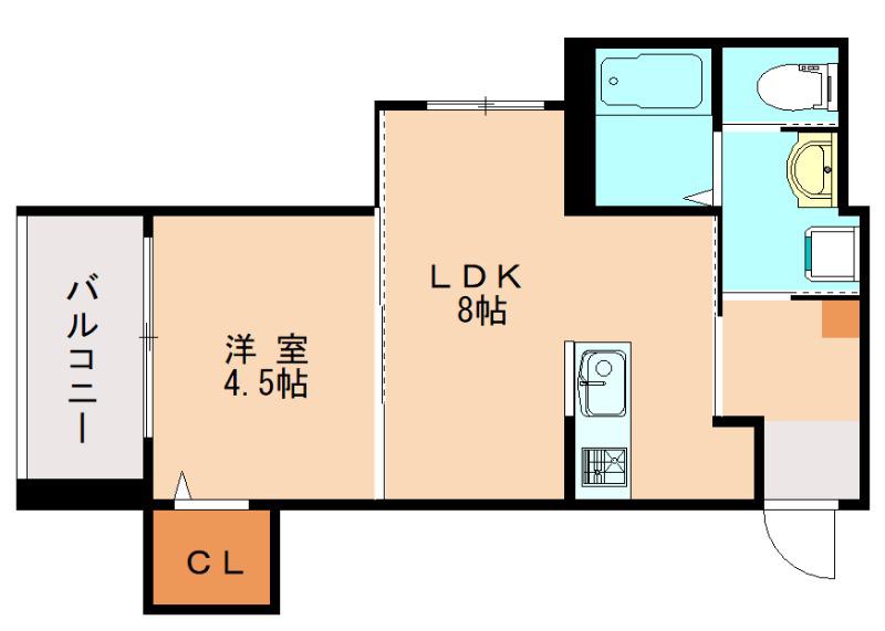 ROBOT HOME 渡辺通(1LDK/2階)の間取り写真