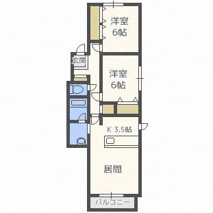 プラダヒル(2LDK/2階)の間取り写真