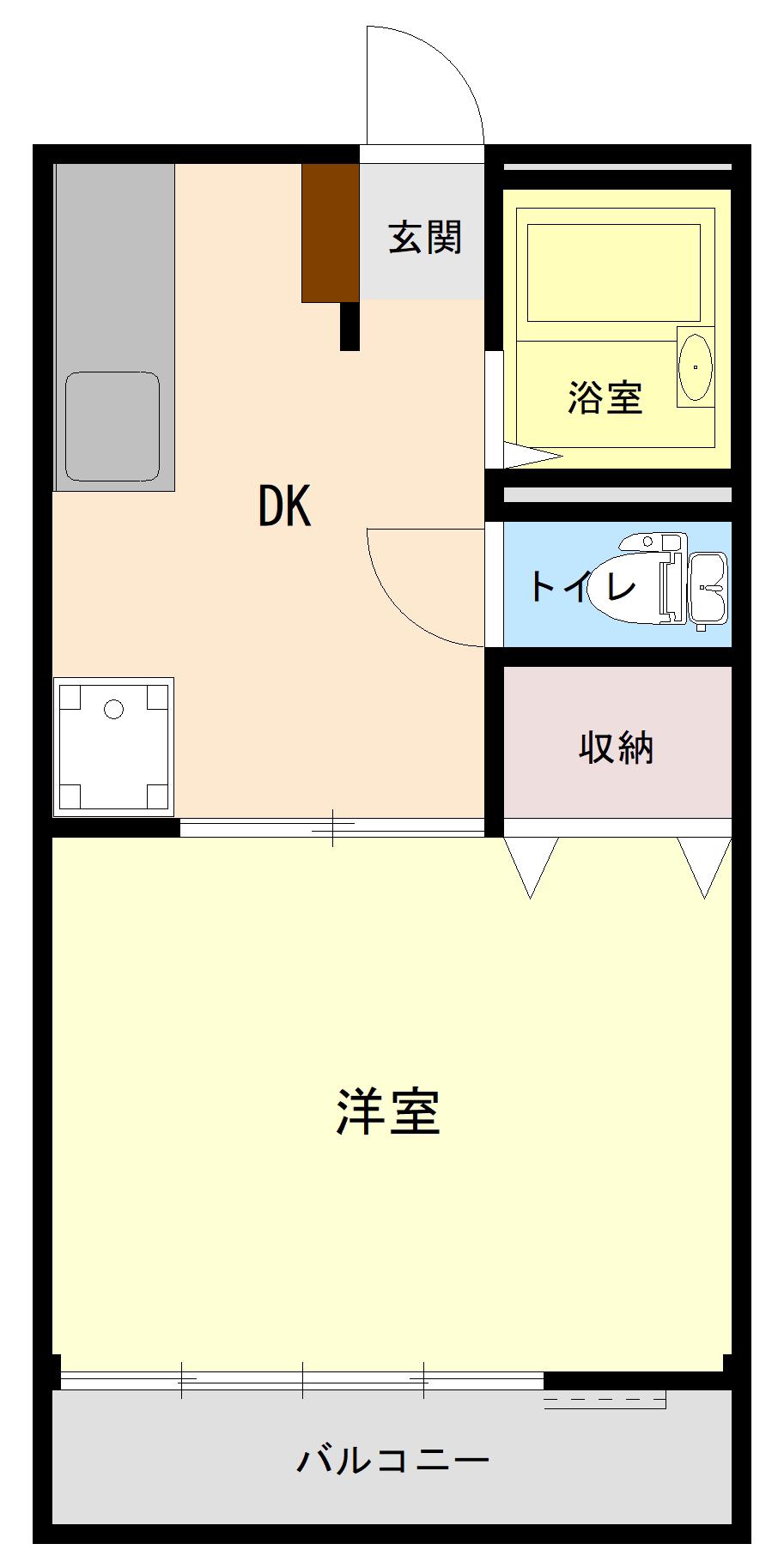MSハイツB棟(1DK/1階)の間取り写真