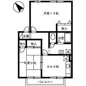 シャルムIB棟(2DK/2階)の間取り写真