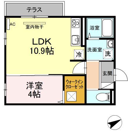 リヴェールC(1LDK/1階)の間取り写真