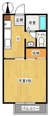 ヴェルデ石が口 B(1K/1階)の間取り写真