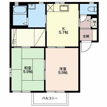 グリーンセトル C(2K/2階)の間取り写真