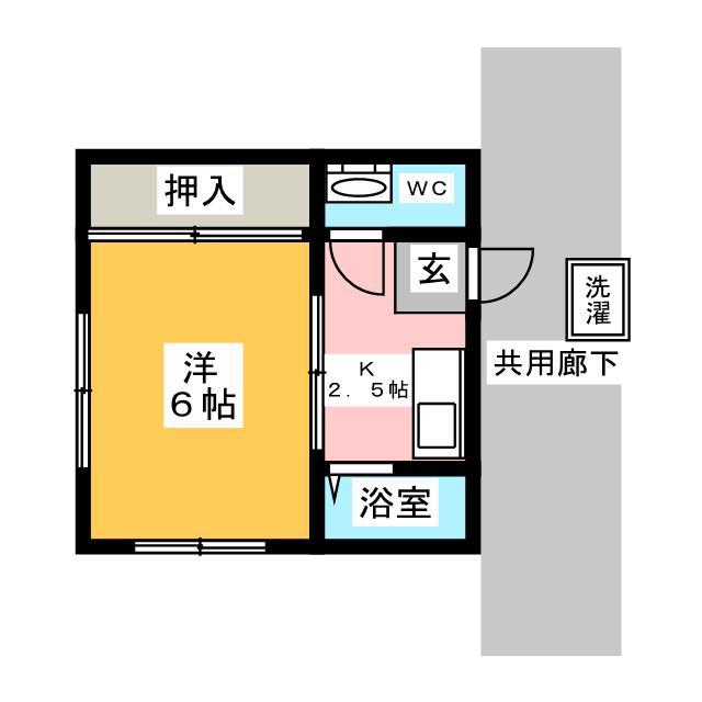 田口ハウス(1K/1階)の間取り写真