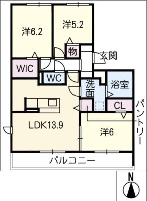 グランディール(3LDK/2階)の間取り写真