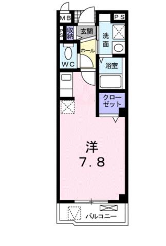 TAKUMI 24(ワンルーム/2階)の間取り写真