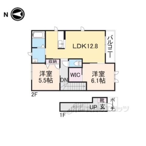 ヒルズリゾート(2LDK/2階)の間取り写真