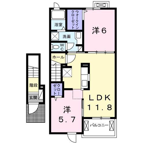 サンリット沼津(2LDK/2階)の間取り写真