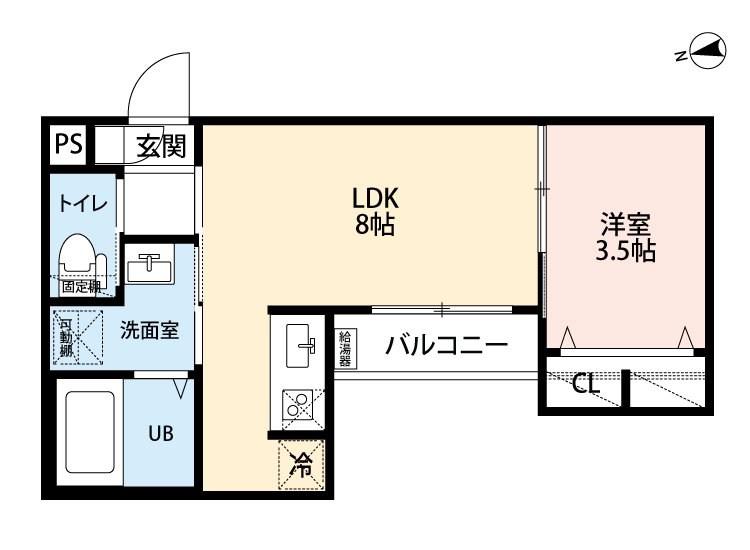 MAURURU高畑(1LDK/3階)の間取り写真