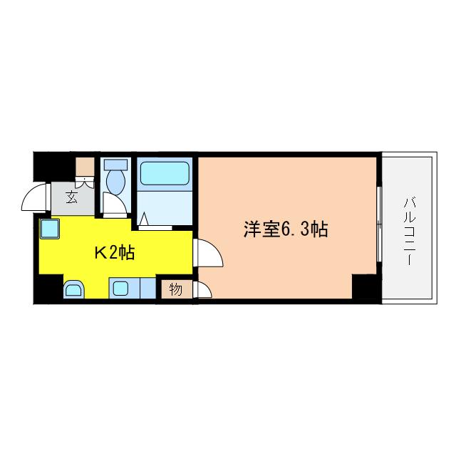プレジール福島(1K/4階)の間取り写真