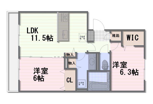 メゾンブランシュ(2LDK/1階)の間取り写真