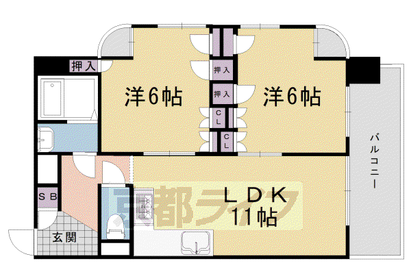 グレイパレスロックI(2LDK/2階)の間取り写真