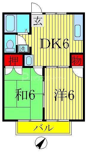 グリーンハイツ(2DK/1階)の間取り写真