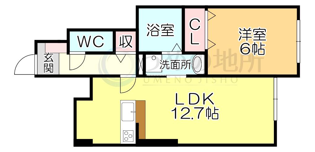 エルグランドパティオ弐番館(1LDK/1階)の間取り写真