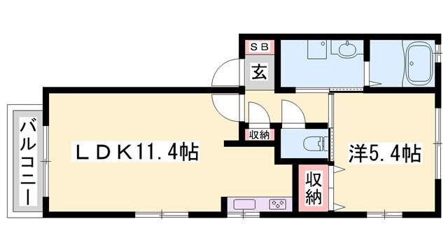 シャーメゾンかみや A棟(1LDK/1階)の間取り写真