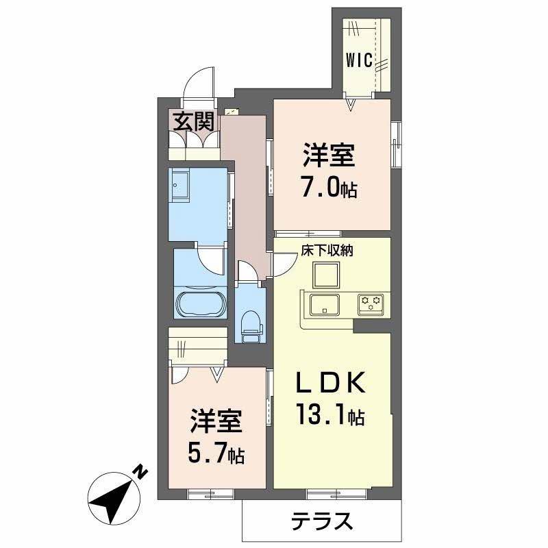 ラ シャンブル クレール(2LDK/1階)の間取り写真