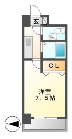 フロンティアタワー名駅南(1K/10階)の間取り写真