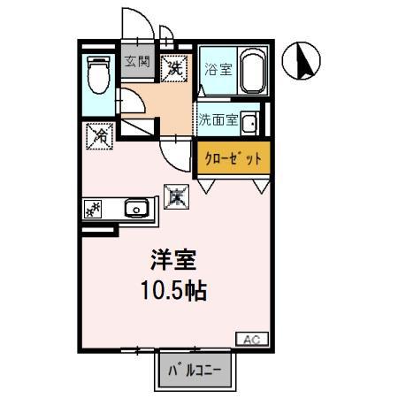 クローバー(ワンルーム/1階)の間取り写真