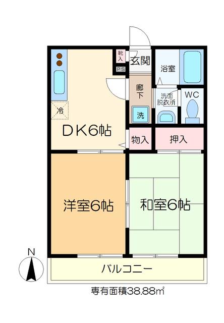 コーポ水島(2DK/2階)の間取り写真