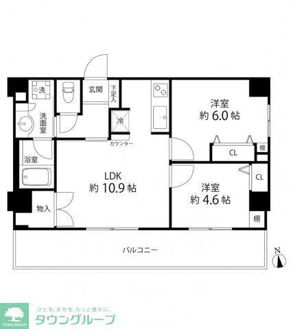 DUOSTAGE白金高輪(2LDK/9階)の間取り写真