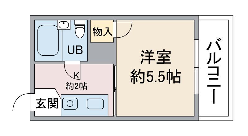ヴィラ鶴舞(1K/2階)の間取り写真