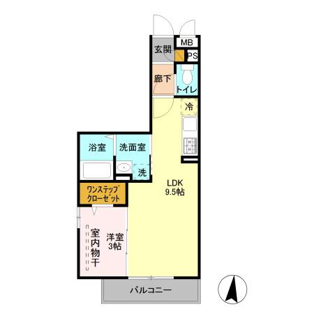 ヴィルクレール II(1LDK/1階)の間取り写真